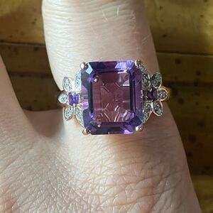 Natural Rose de France Sterling Silver Cocktail Ring Size 9